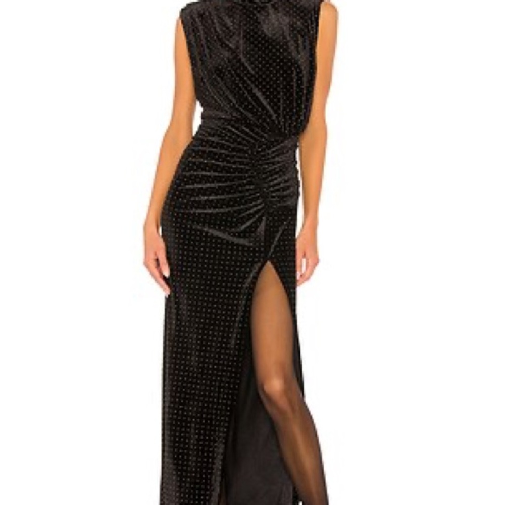 INTERMIX Ronny Kobo Black Velvet Gold Beaded